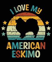 divertente americano eskimo vintage retrò tramonto silhouette regali amante del cane proprietario del cane t-shirt essenziale vettore