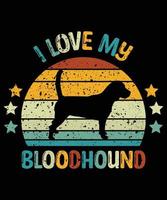 divertente bloodhound vintage retrò tramonto silhouette regali amante del cane proprietario del cane t-shirt essenziale vettore