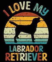 divertente labrador retriever vintage retrò tramonto silhouette regali amante del cane proprietario del cane t-shirt essenziale vettore