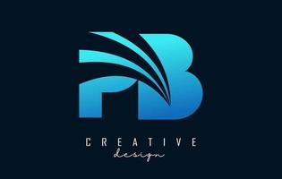 lettere blu creative logo pb pb con linee guida e concept design stradale. lettere con disegno geometrico. vettore