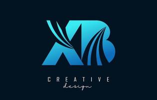 logo creativo blu lettere xb xb con linee guida e concept design stradale. lettere con disegno geometrico. vettore