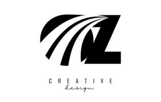 lettere nere creative logo oz oz con linee guida e concept design stradale. lettere con disegno geometrico. vettore