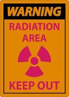area di radiazione di avvertimento tenere fuori il segno su sfondo bianco vettore