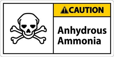Attenzione ammoniaca anidra segno su sfondo bianco vettore