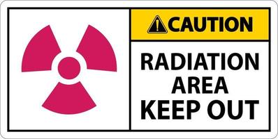attenzione area radiazioni tenere fuori segno su sfondo bianco vettore
