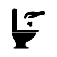 icona di vettore nero spazzatura della toilette isolato su priorità bassa bianca
