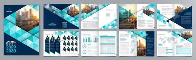 modello di brochure di guida di presentazione aziendale aziendale, relazione annuale, modello di progettazione di brochure aziendale geometrica piatta minimalista di 16 pagine, formato a4. vettore