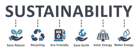 icona di sostenibilità - illustrazione vettoriale. sostenibilità, ecologia, ambiente, riciclaggio, pianta, energia, infografica, modello, presentazione, concetto, banner, pittogramma, set di icone, icone. vettore