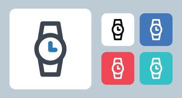 icona orologio - illustrazione vettoriale. gadget, orologio, dispositivo, tempo, orologio, polso, smartwatch, orologio intelligente, linea, contorno, piatto, icone.