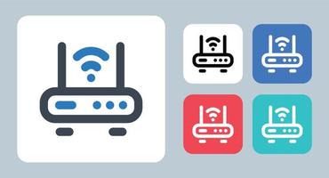 icona del router - illustrazione vettoriale. router, wifi, internet, wireless, modem, rete, connessione, segnale, linea, contorno, piatto, icone. vettore