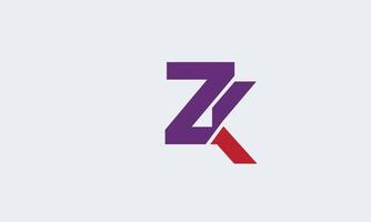 alfabeto lettere iniziali monogramma logo zk, kz, z e k vettore