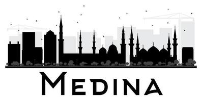 silhouette in bianco e nero dell'orizzonte della città di medina.