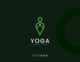 modello di logo localizzatore yoga, posizione e concetto di yoga man vettore