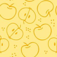 mele seamless pattern disegnato a mano in doodle. frutta in uno stile di linea semplice. vettore