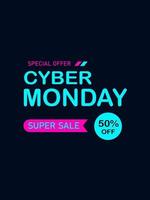 sfondo di vendita del cyber monday per la promozione di un buon affare vettore