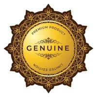 etichetta del prodotto vintage premium con cornice dorata floreale vettore