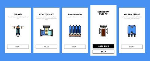 set di icone per l'onboarding dell'attrezzatura per il filtro dell'acqua vettore