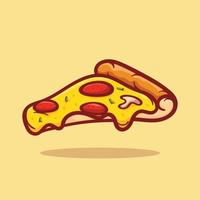 fetta di pizza, illustrazione vettoriale isolata. schizzo colorato disegnato illustrazione di una fetta calda di pizza ai peperoni con formaggio fuso. food cafe, logo pizzeria, insegna, banner, elemento di design del menu