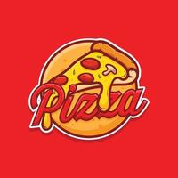 logo pizza cafe, icona pizza, illustrazione grafica vettoriale emblema pizza perfetta per un ristorante fast food. semplice logo della pizza in stile piatto.