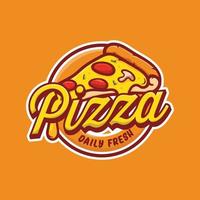 logo pizza cafe, icona pizza, illustrazione grafica vettoriale emblema pizza perfetta per un ristorante fast food. semplice logo della pizza in stile piatto.