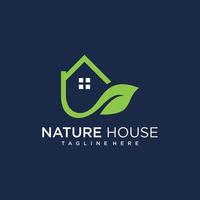 concetto di design del logo della casa verde con vettore premium di stile semplice e unico