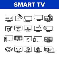 le icone della raccolta della televisione di smart tv impostano il vettore