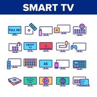 le icone della raccolta della televisione di smart tv impostano il vettore