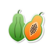 icona adesivo papaia, vettore, illustrazione. vettore