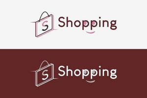 semplice logo dello shopping e design dell'icona con un'illustrazione vettoriale del sacchetto della spesa in un concetto creativo di colore pastello.