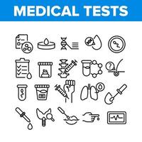 set di icone di raccolta di analisi di test medici vettore