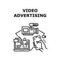 illustrazione nera del concetto di vettore di pubblicità video