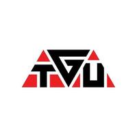 design del logo della lettera del triangolo tgu con forma triangolare. tgu triangolo logo design monogramma. modello di logo vettoriale triangolo tgu con colore rosso. logo triangolare tgu logo semplice, elegante e lussuoso. tg