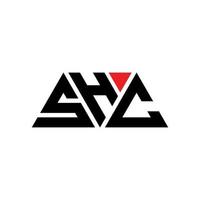 shc triangolo lettera logo design con forma triangolare. shc triangolo logo design monogramma. modello di logo vettoriale triangolo shc con colore rosso. shc logo triangolare logo semplice, elegante e lussuoso. shc