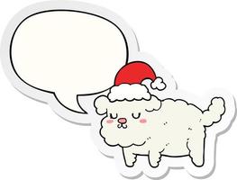 simpatico cane natalizio e adesivo con nuvoletta vettore