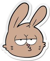 adesivo di una faccia di coniglio stanco cartone animato vettore