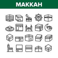 makkah islamico edificio religioso icone set vettoriale