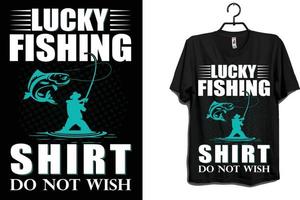 vettore di disegno della maglietta di pesca fortunata