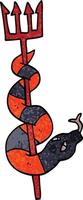 serpente di doodle del fumetto sulla forcella del diavolo vettore