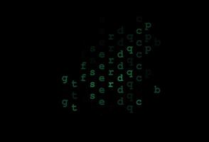 sfondo vettoriale verde scuro con segni di alfabeto.