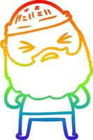 arcobaleno gradiente linea disegno uomo del fumetto con la barba vettore