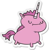 adesivo cartone animato doodle di un magico unicorno vettore