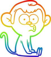arcobaleno gradiente linea disegno cartone animato scimmia sibilante vettore