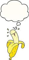 banana del fumetto e bolla di pensiero vettore