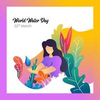 poster della giornata mondiale dell'acqua 22 marzo con sfondo in stile design piatto vettore