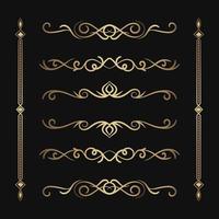 bordo ornamento set decorazione vintage oro vettore