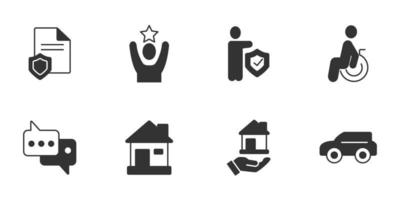 set di icone di assicurazione. elementi di vettore di simbolo del pacchetto assicurativo per il web infografico