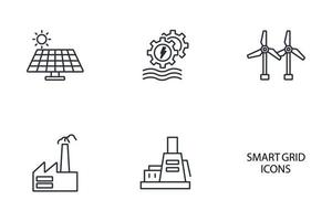 set di icone di rete smart grid. elementi vettoriali di simbolo del pacchetto di rete smart grid per il web infografico