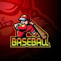 design della mascotte del logo esport del giocatore di baseball vettore