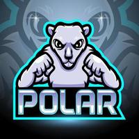 design del logo esport della mascotte dell'orso polare vettore