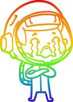 arcobaleno gradiente linea disegno cartone animato piangendo astronauta vettore